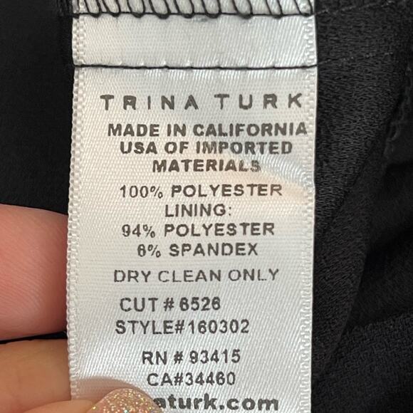 Trina Turk Black Sicily Cold-shoulder Rhinestone Detail Cocktail Dress Size 4 - Picture 11 of 12